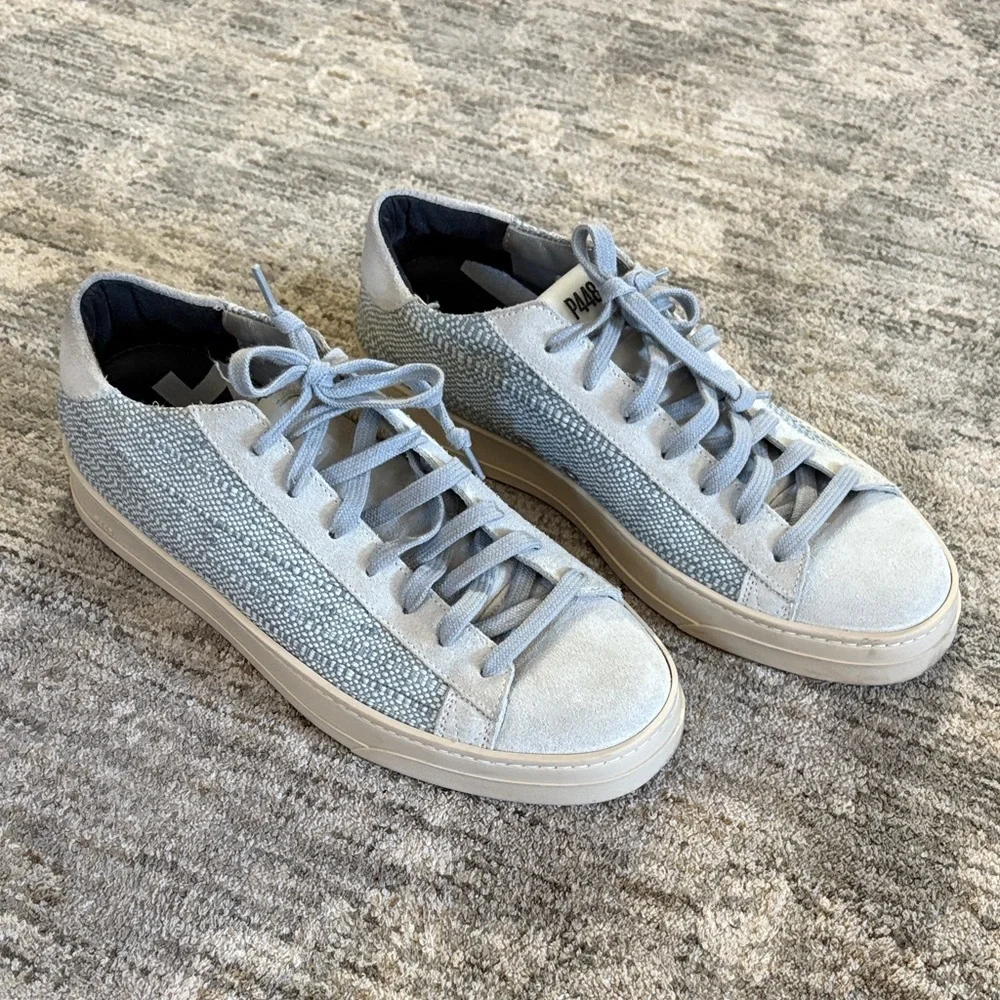 P448 Casual Blue and gray suede Sneakers - size 39 (US 8) - lace up